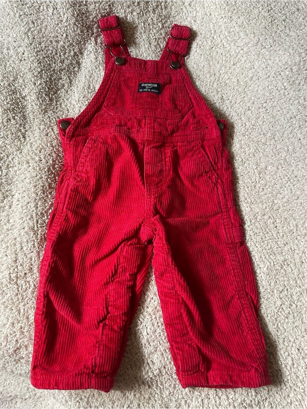 OshKosh B'gosh Red Lined Corduroy Baby Toddler Boy Overalls